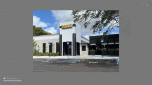 Image of the outside elevation of the Divieto's Restaurant & outdoor dining patio across the street from "The Walk".